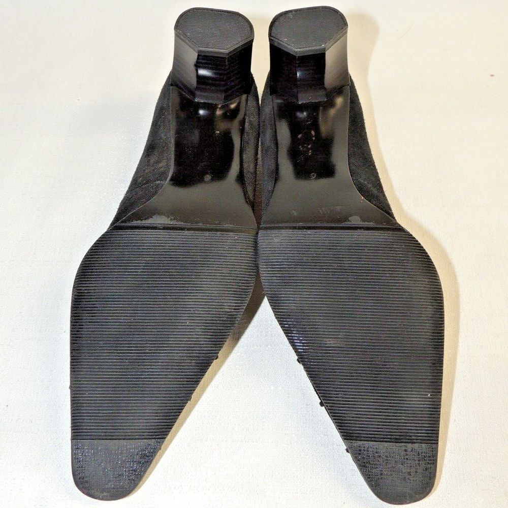 Rene by Ara Pumps Womens 8.5G Black Suede Block Heel Pointed Toe Germany Classic - Picture 5 of 7
